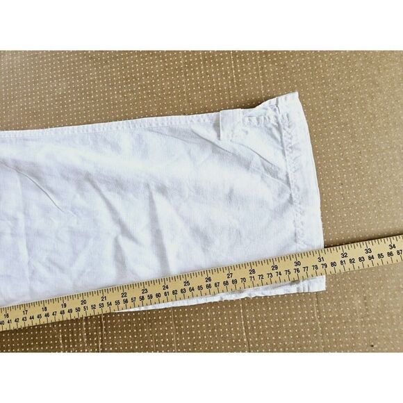 COLUMBIA Linen Wide Leg Pants Womens 12 Khaki Drawstring Straight Linen Cotton - Picture 8 of 13